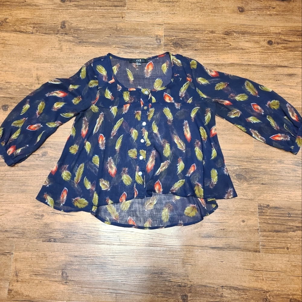 Forever XXI Sheer Feather Blouse